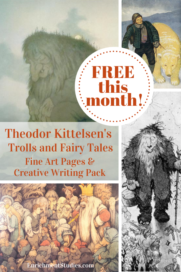 Free Theodor Kittelsen\'s Trolls and Fairy Tales Fine Art Pages & Creative Writing Pack