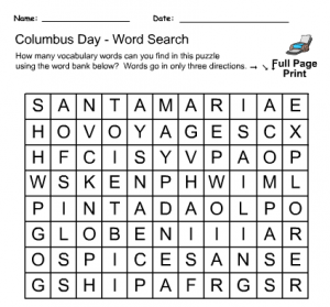 columbus word search