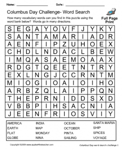columbus word search challenge
